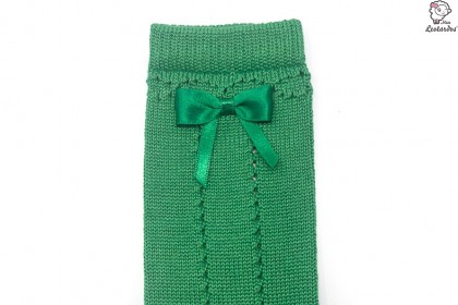 Calcetines verdes calados con lazo