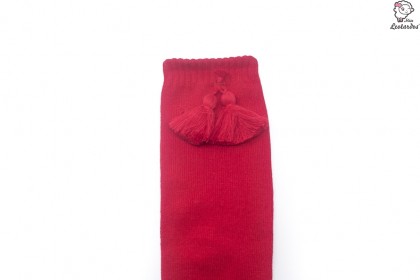 Calcetines altos con borlas Rojos