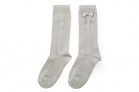 Calcetines grises calados con lazo