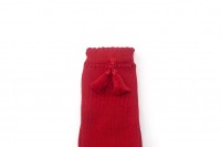 Calcetines altos perle con borlas Rojo
